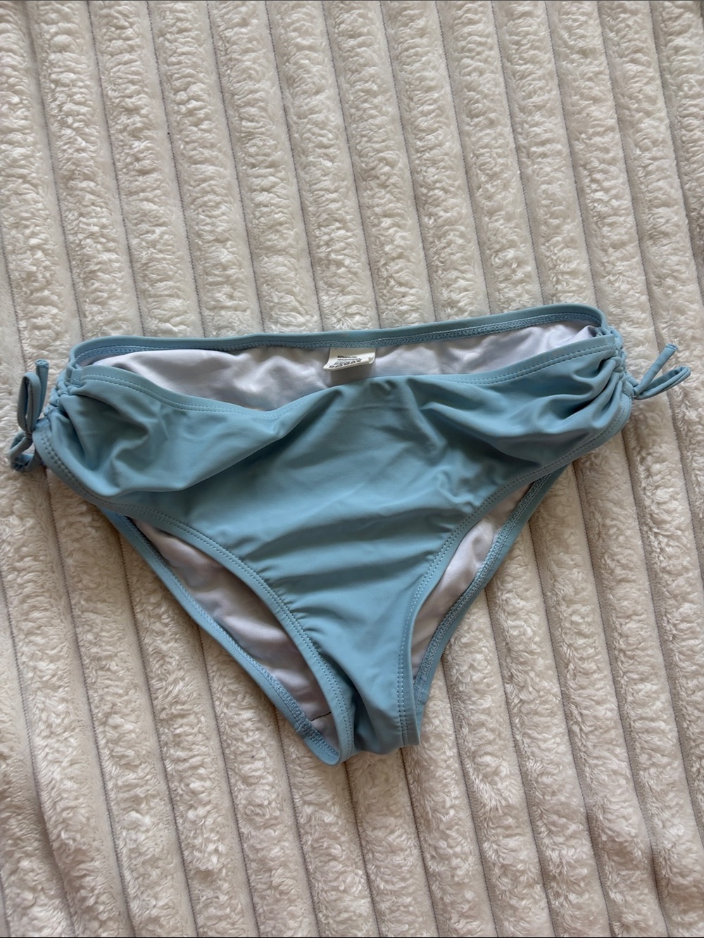 Girls Light Blue Ruched Bikini Bottoms with Side Ties